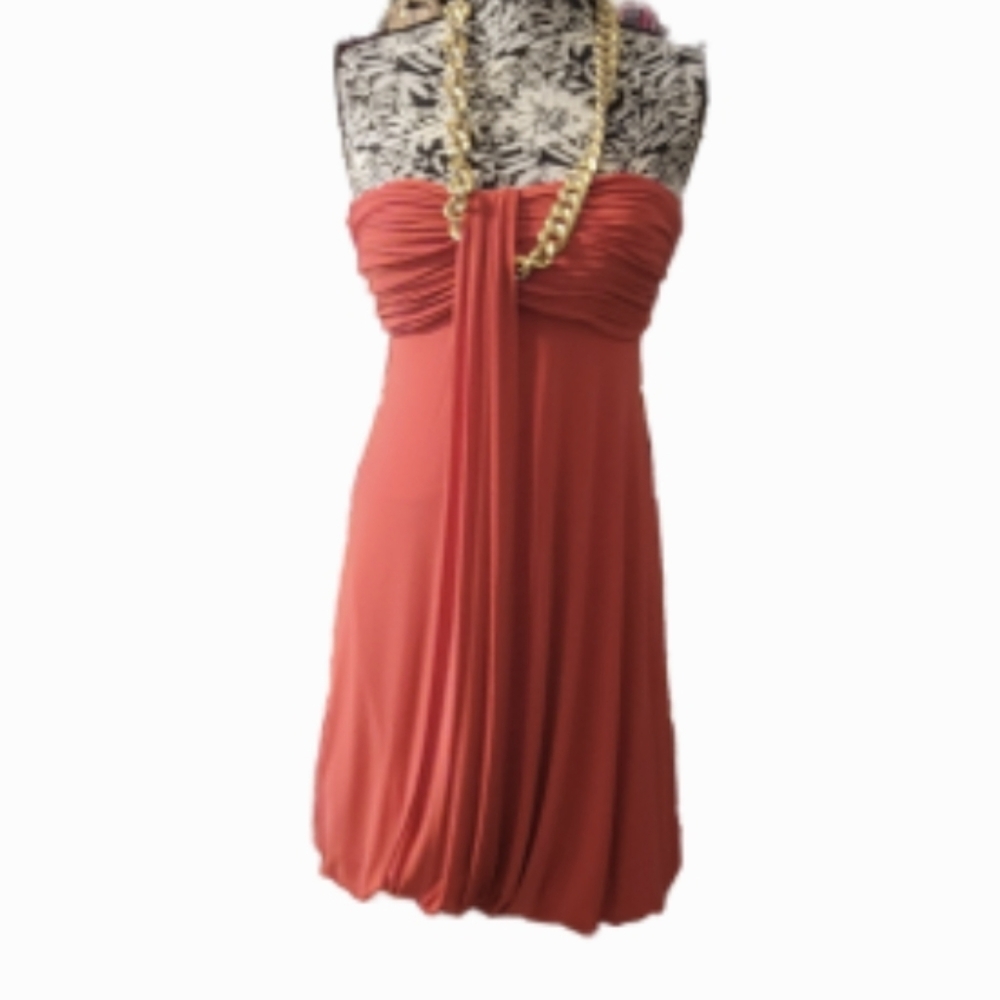 Tangerine halter bubble cocktail dress